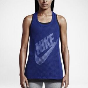 Nike Blue Mesh Overlay Racerback Tank Top Women's Size L